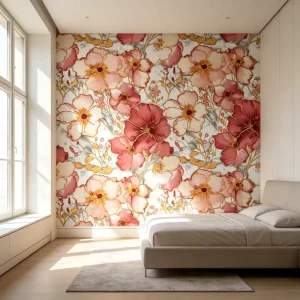 Eco Friendly PVC Small Floral Wallpaper Self Adhesive Peel and Stick Waterproof Vinyl Wall Paper for Home Decor Bedroom Sticker