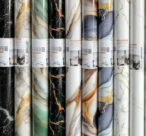 Eco Friendly Waterproof Marble Patterned Gilt Pattern Self adhesive Wall Attached Gilding Self Adhesive Outdoor Apartment