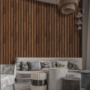 Eco Friendly Waterproof Wallpapers Wood Stripe Pattern PVC Wallpaper Sticker for Home Decor