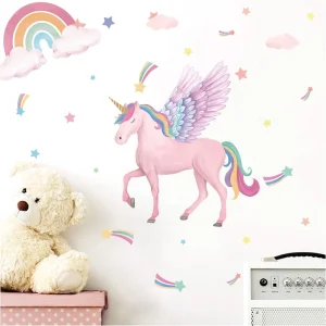 Eco Non Toxic PVC Wall Decals Watercolor Cartoon Animal Floral Stickers Safe Self Adhesive Mural for Baby Nursery Decor