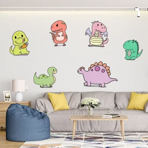 Educational Dinosaur World Map Animal Series Wall Stickers Removable PVC Decal Household for Kids Bedroom Nursery DIY Decor Gift