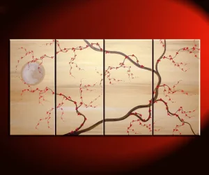 Elegant Chinese Gold Plum Blossom Moon Wallpaper Mural Background Design for Living Room Hotel Home Interior Wall Decor