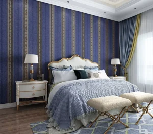Elegant European Vertical Pattern Non Woven Room Wallpaper Rolls