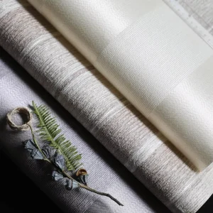 Elephant Gray and Creamy White Linen Yarn Wallcoverings Real Yarn