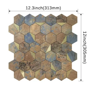 Embossed 3D Tile Sticker Marble Look Waterproof Peel Stick Self Adhesive Subway Wallpaper Vinyl Panels for Bathroom Hotel