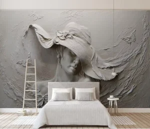 Embossed 9D Girls Sex Picture Mural Wallpaper 3D