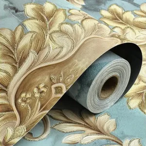 Embossed Gold Foil PVC Wallpaper Self Adhesive Peel and Stick Wall Paper for Living Room Bedroom Decor Factory