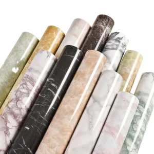 Embossed Marble Granite Design Self Adhesive Glossy Kitchen Wallpaper