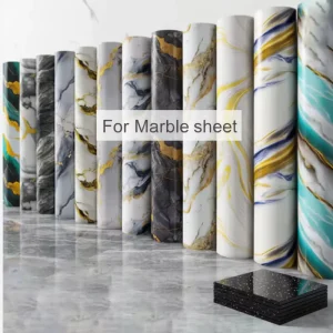 Embossed PVC Hot Stamping Foil For Marble Design Decorative Films Eco Friendly Not Self Adhesive Modern Indoor Wall Panel Film