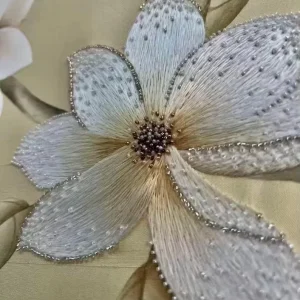 Embroidery Magnolia Silk Wallpaper Hand Embroidered Custom Size Luxury Waterproof for Bedroom Dining