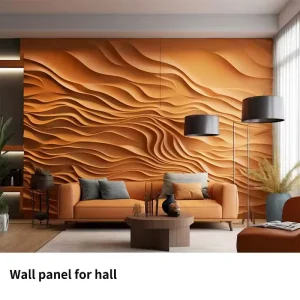 Environment Friendly Stylish 3D Carving MDF Wall Panel 3D Relief Wave Background Wall Panel For Bedroom Hotel
