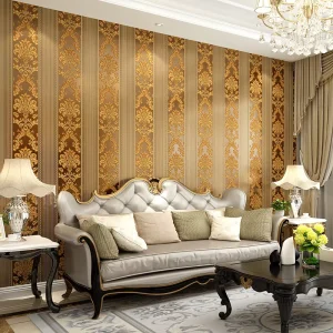Europe Damask Non Woven Stripes Wallpaper Home Decor Paper Rolls