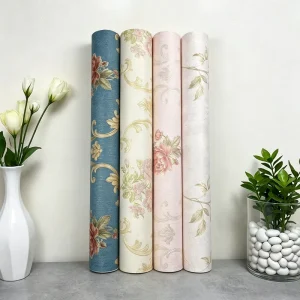 European 3D Floral Textured Non Woven Wallpaper for Living Rooms Bedrooms Hotels Entertainment Household Use Non Pasted Rolls