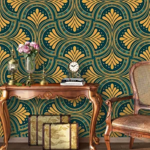 European Damask Floral Self-Adhesive Wallpaper Peel & Stick Wall Sticker for Living Room Bedroom TV Background Home Decor