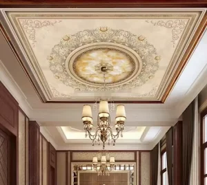 European Flower Design 3D Ceiling Mural Wallpaper