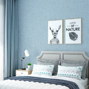 European Linen Design Pure Color Waterproof Wallpaper Moisture Proof Non Woven PVC Wallpaper