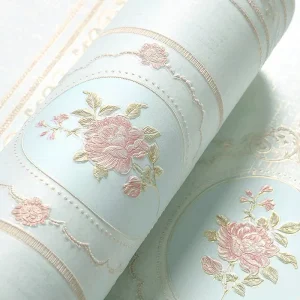 European Pastoral Style Floral Wallpapers 3D Non Woven Wall Paper for Bedroom Living Wedding Room Wall Decor Beige Blue Pink