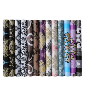 European Style Classic Wall Sticker 3D Wall Paper Adhesive PVC Roll Damask Wallpaper for Interior Wall Decor