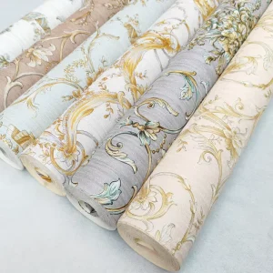 European Style Damask PVC Waterproof Wallpaper Luxury Vinyl Damask Wallpaper 3D Home Embossing