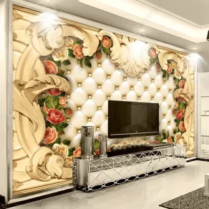 European Style Luxury Roses 3D Design Wallpaper Mural for Home Decor