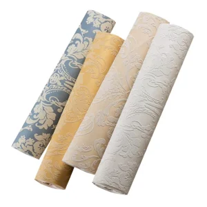 European style Floral Non woven Embossed 3D Non adhesive Wallpaper for Bedrooms Living Rooms TV Backdrops