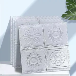 European style Flowers 3D Wall Sticker 35*35cm Self Adhesive Wallpaper Easy Paste Bedroom Living Room Decor