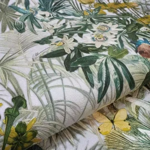 Exotic Rainforest Wallpaper Breathable Non-woven Tropical Plant Leaf Print Wallcovering for Home Restaurant Commercial Space Use