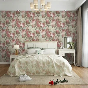 Exquisite European Oil Painting Flower Pattern Waterproof Bedroom PVC Wallpaper