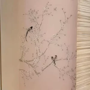 Exquisite Floral and Bird Hand Embroidered Wallpaper Mural Hotel Bedroom Wall Decor Background Luxurious Chinoiserie Embroidery