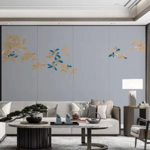 Exquisite Flower Branch Embroidery Silk Waterproof Self Adhesive Peel Stick Feature Wall Decor for Bedroom Living Room Hotel