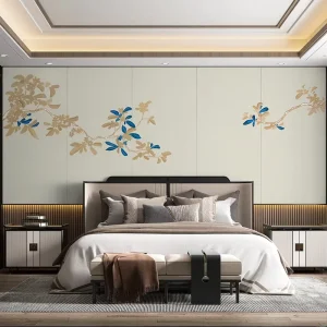 Exquisite Flower Branch Embroidery Wallpaper Self Adhesive Peel and Stick Feature Wall Decor for Bedroom Living Room Hotel Suite