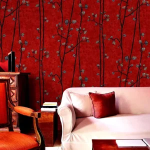 Exquisite Hand Painted Plum Blossom Japanese Style Home Wall Paper Wallpaper Designer