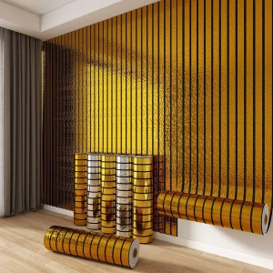 Extra Self-Adhesive 3D Grid Wallpaper Peel Stick Wallpaper Roll with Vertical Stripe Thick PVC Wall Panel for Home Decor