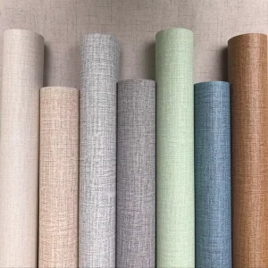 Fabric Linen Wall Paper Kitchen Wrap Textured 3D Wallpapers Wall Covering Roll PVC Wallpaper for Bedroom