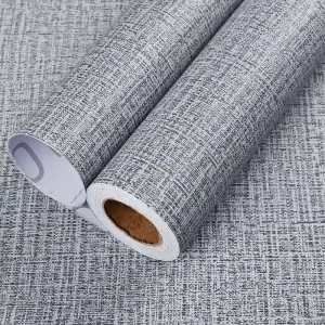 Fabric Texture PVC Decorative Film Waterproof Cloth Wallpaper Peel and Stick for Hotel & Home Decor