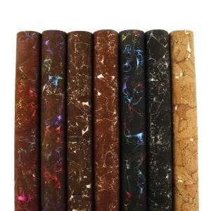 Factory Direct 0.7-1mm Rainbow-Colored Vegan Cork with Faux PU Leather Base for Cosmetic Handbags Sustainable Luxury