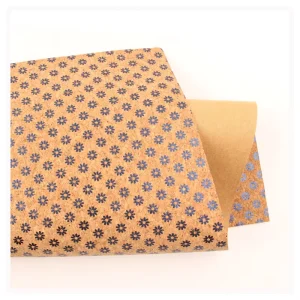 Factory Direct Printed Navy Sunflower Daisy Cork Fabric Leather Sheet for DIY Handwork, Notebook & Wallpaper Cover