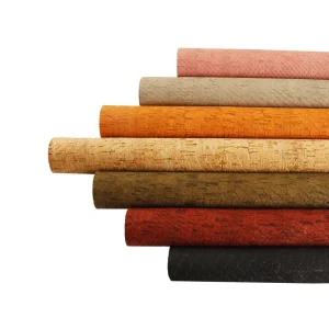 Factory Direct Vegan Cork Leather Concave Convex Cameo Embossed Natural Cork Synthetic PU Fabric for Cork Bags Making