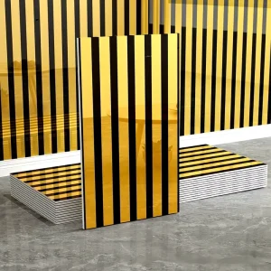 Factory Direct sale 2 Types Thickened 2.5 millimeter Self adhesive Gold stamped Grating Stripe XPE PVC Waterproof Wall Paper