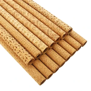 Factory Full Cork Leather Laser Floral Textiles Fabric Synthetic Leather Eco-Friendly Durable