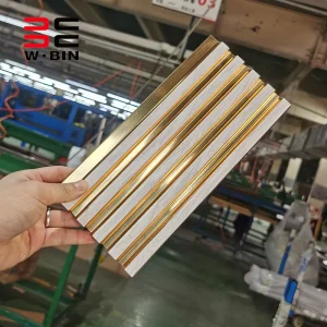 Factory Golden Striped 3D Wall Panel Interior Decoration PS Wall Panel For Apartment Use