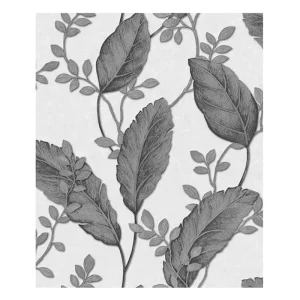 Factory Price 0.53M Pvc Embossed Wallpaper 3 D Floral Wall Paper Grey Leaf Design Wallpaper