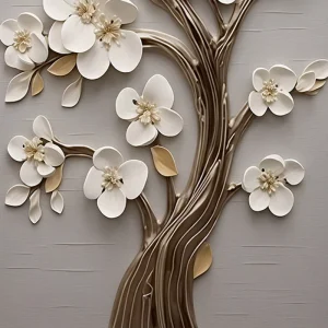 Factory Price 5D High Glossy Waterproof Floral Wall Sticker 3D Self Adhesive Decorative Wallpaper Mirror Effect Foam