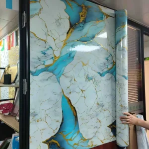 Factory Price Luxury Glossy Marble Adhesive 3D Foam Wallpaper Rolls for Walls Decor