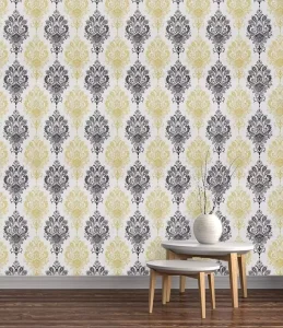 Factory Supply Damask Floral PVC Wallpaper Roll Peel and Stick Wall Covering Sticker Self Adhesive Wall Paper ForHome Decoration