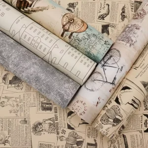Factory Supply Printed Wall Paper Rolls Vintage Style PVC Self Adhesive Wallpaper