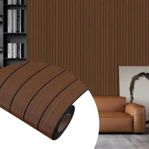 Factory Waterproof Fireproof Wood Slat Peel and Stick Wallpaper Self Adhesive Contact Paper for Wall Home Decor