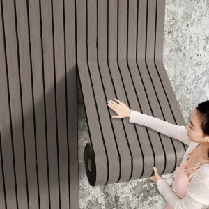 Factorydirect 3D Striped PVC Wall Panel Waterproof Fireproof Soundproof Self Adhesive Peel Stick for Living Room Modern Design