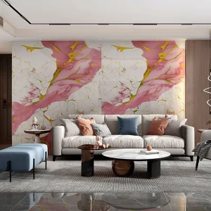 Fashionable High Glossy Marble Wallpaper Modern Geometric Design Self Adhesive Peel Stick Decorative