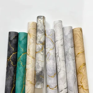 Fashionable Marble Texture Wallpaper 3D Home Decoration Hotel Luxury Wallpaper Gold Lines Marble Decoration Protective Film